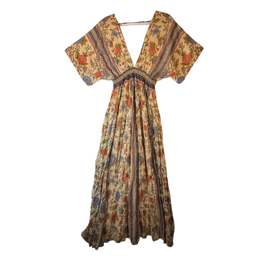 Mes Demoiselles Paris Millefeuille Maxi Dress Women's 38 Floral Boho V-Neck Gown